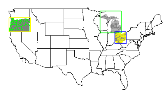 Oregon, Ohio, and Michigan highlighted