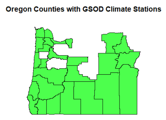 Oregon counties with climate data stations